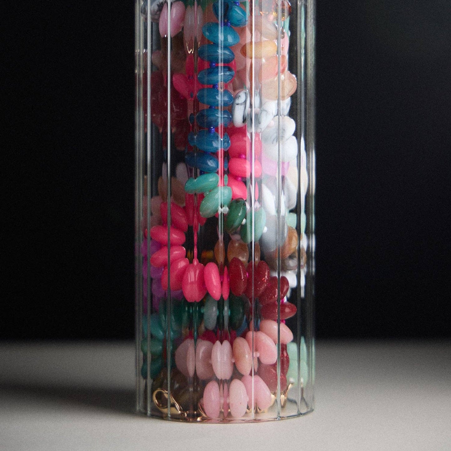 Ombre Resin Bead Necklace with Oval Disk Shapes