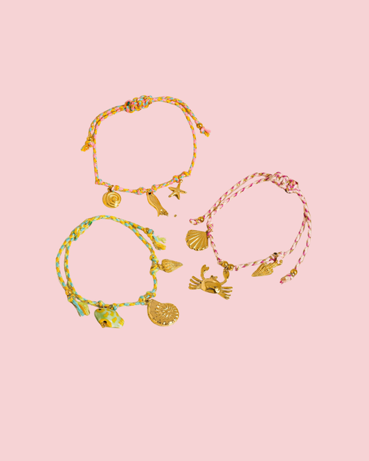 Menton 18K Gold Non-Tarnish Summer Rope Charm Bracelet