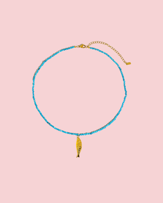 Sasha 18K Gold Non-Tarnish Fish Beaded Necklace