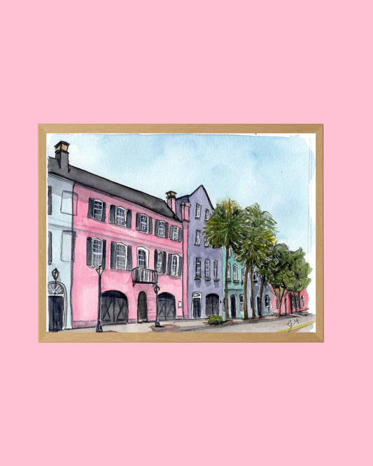 Rainbow Row Watercolor Art Print
