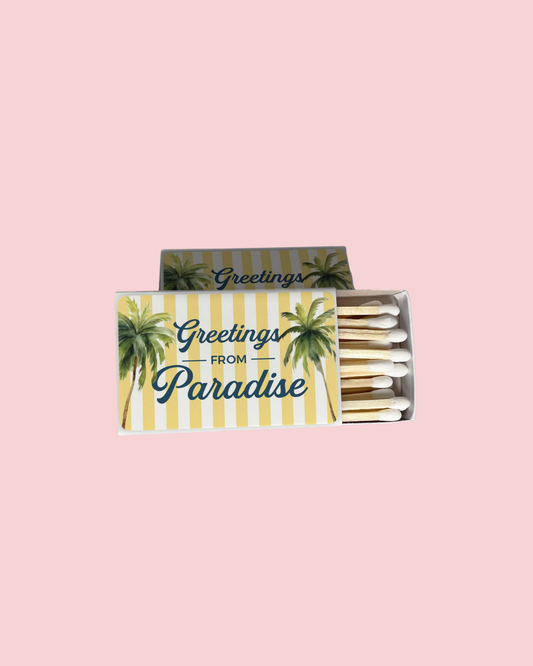 Greetings from Paradise Palm Trees Striped Matchbook