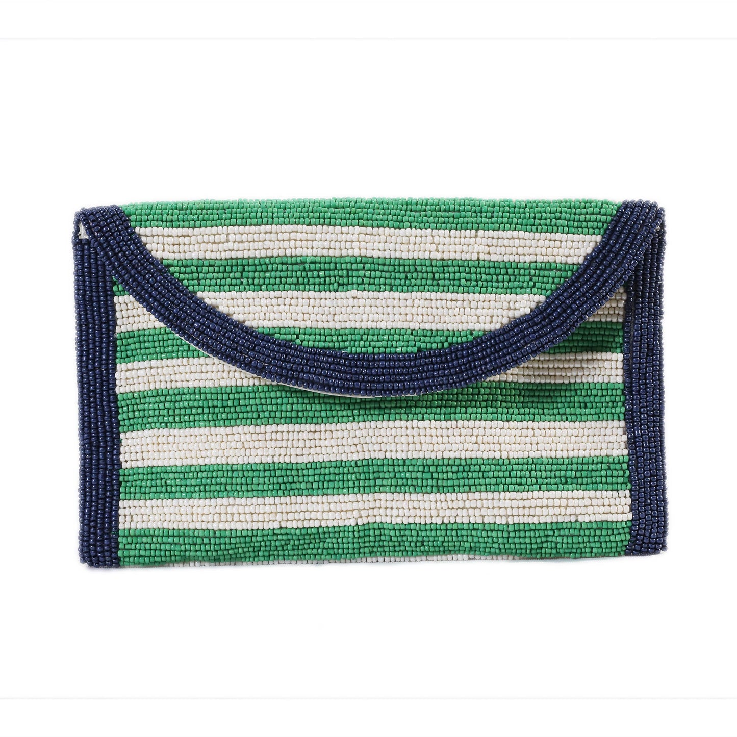 Green & Navy Beaded Clutch