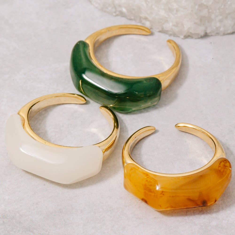 Resin Accent Gold Open Band Ring