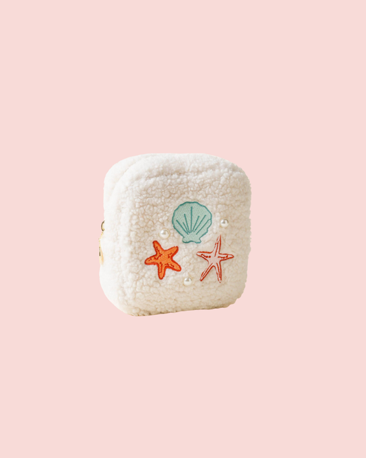 Teddy Pouch-Square Seashells + Pearls