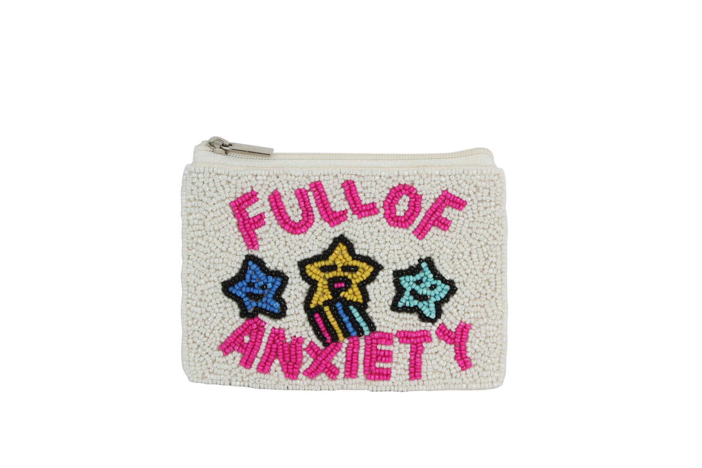 Ladies Fully Beaded ANXIETY Theme Coin Purse