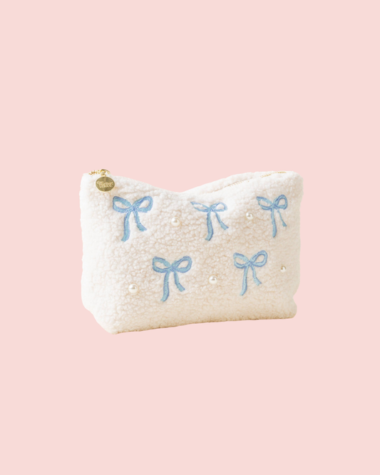 Teddy Pouch-Bows Blue