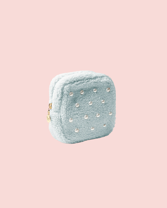 Teddy Pouch-Square Pearl Blue