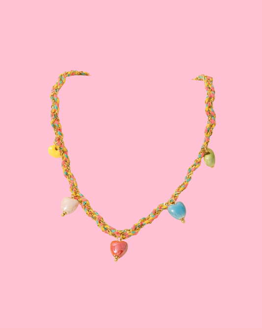 Stainless Steel Enamel Star Charms Cord And Chain Braided