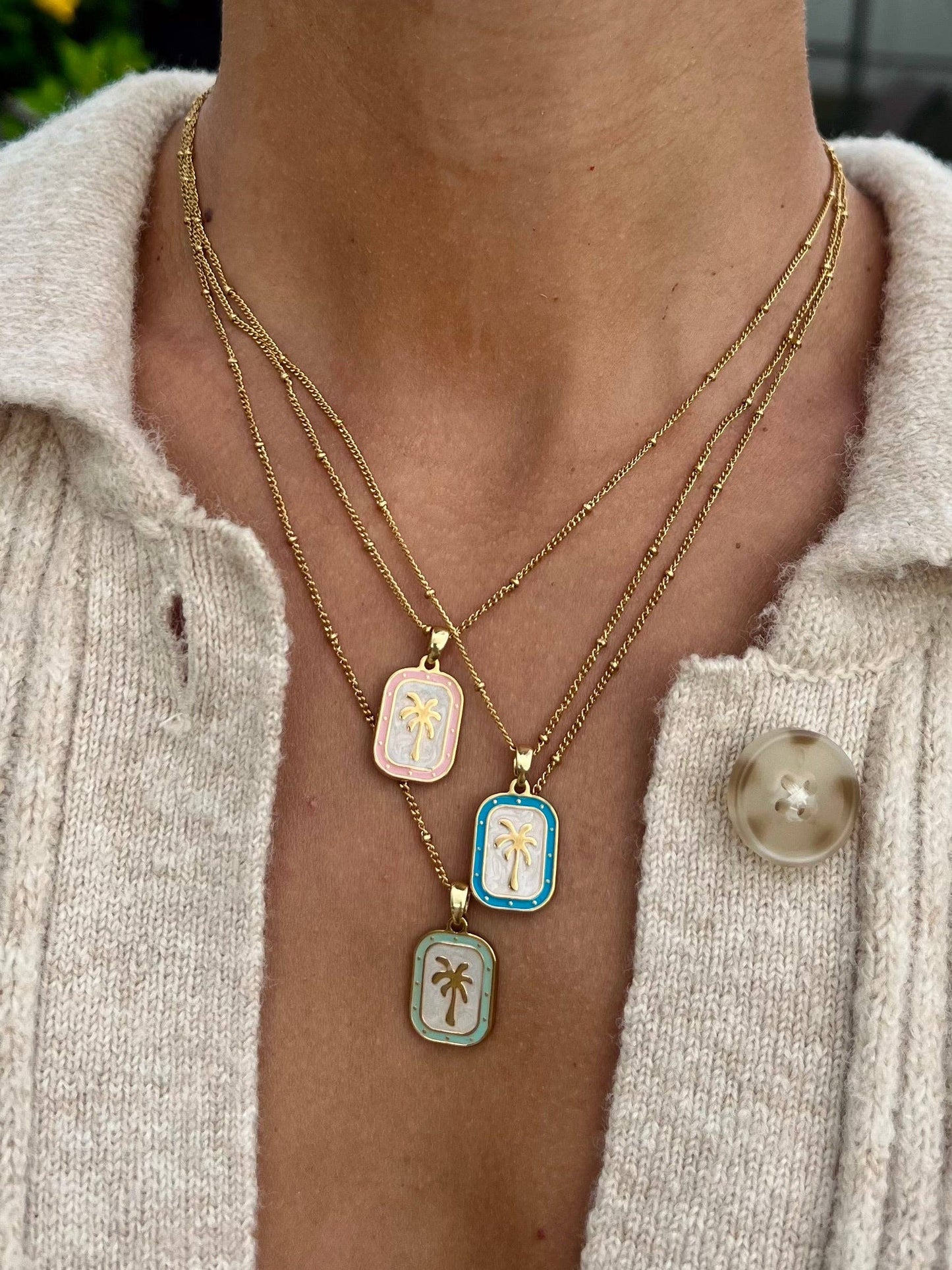 Blue Palms Necklace | Waterproof Boho Surfer Beach Jewelry