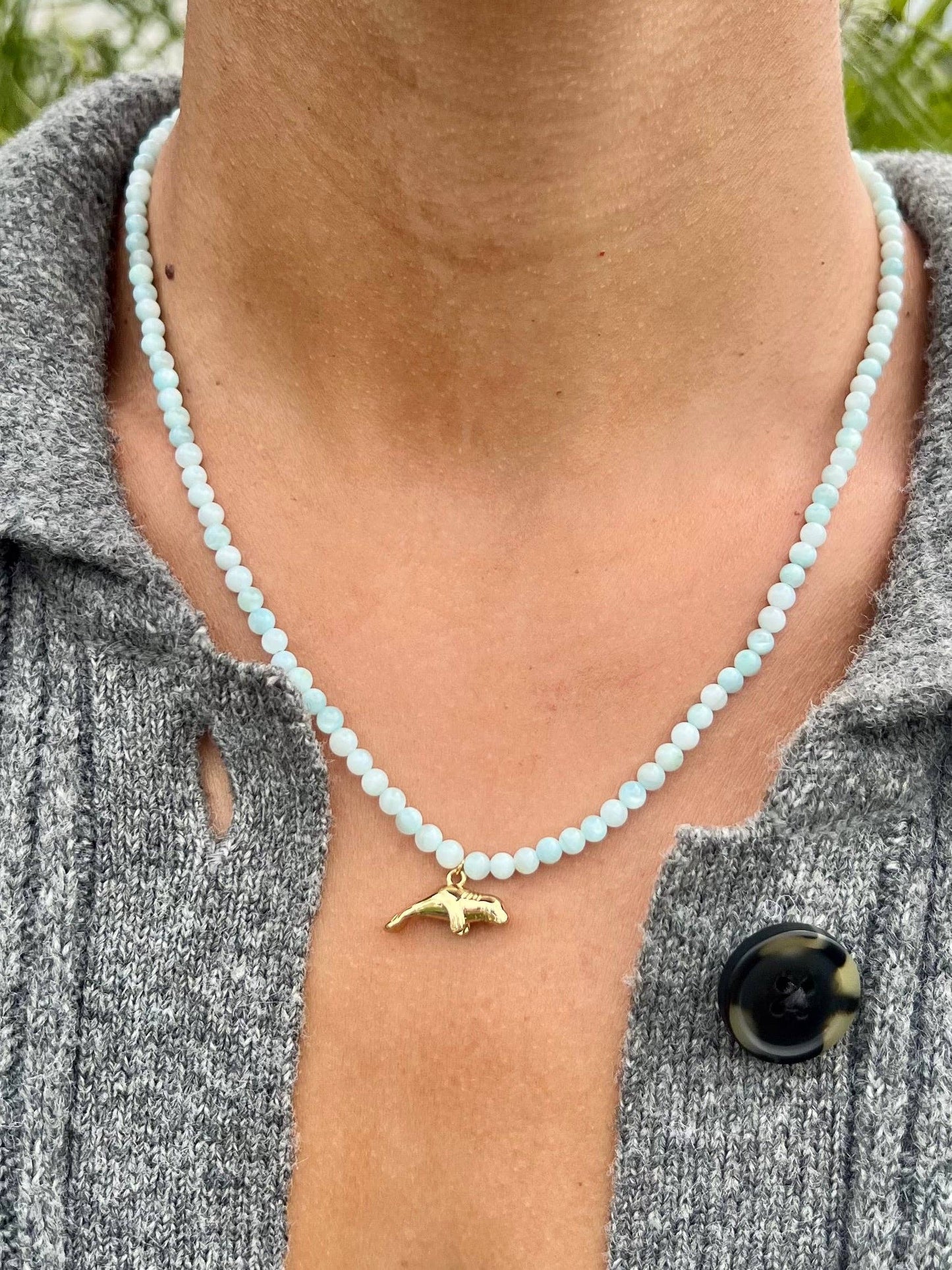 Beaded Manatee Necklace | Waterproof Surfer Beach Jewelry