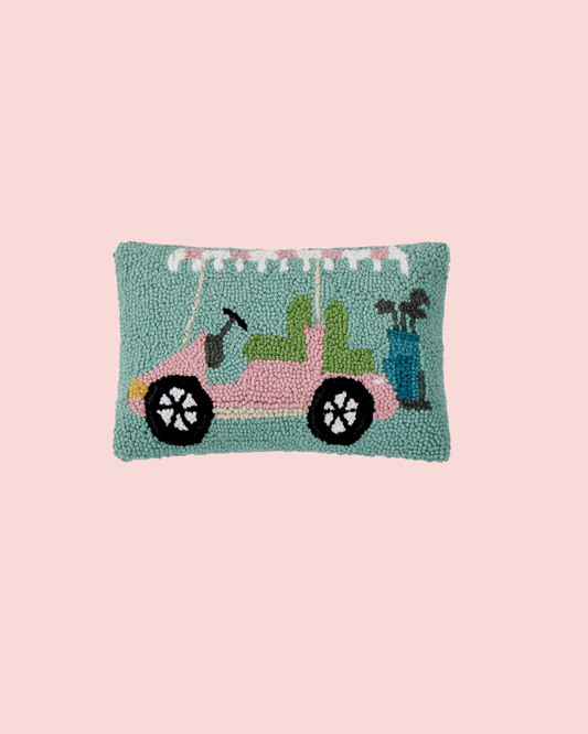 Pink Golf Cart Hook Pillow