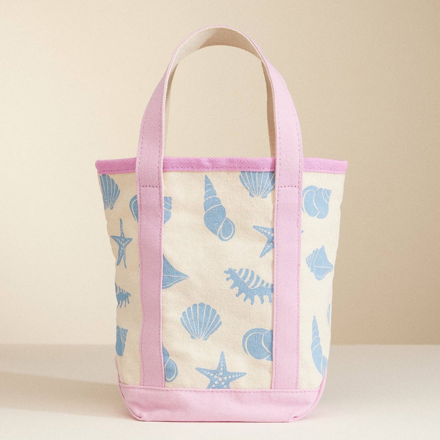 Canvas Tote Bag with Seashell Print