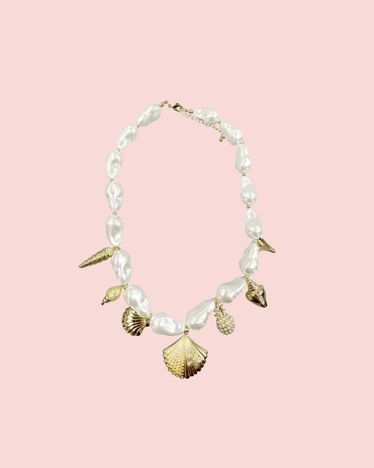 Mia Shell Pearl Charm Necklace