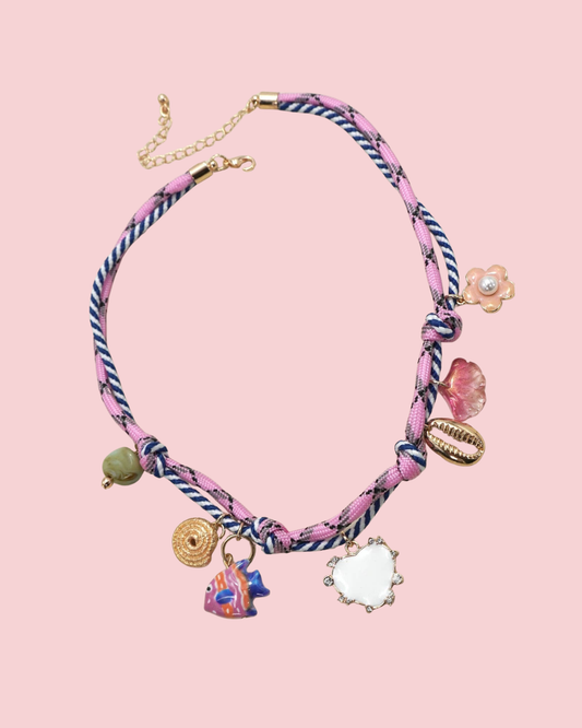 CORD CHARM-PORCELAIN FISH HEART FLOWER NECKLACE | 80N92299