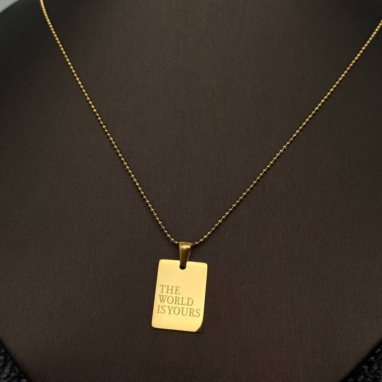 Inspiring Square Charm 18K Gold Plated S.Steel Necklace - FGS