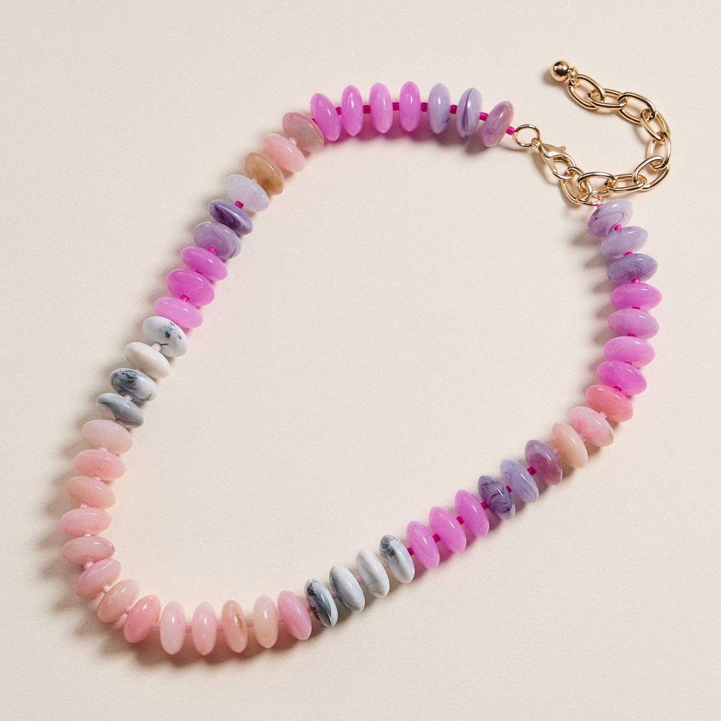 Ombre Resin Bead Necklace with Oval Disk Shapes
