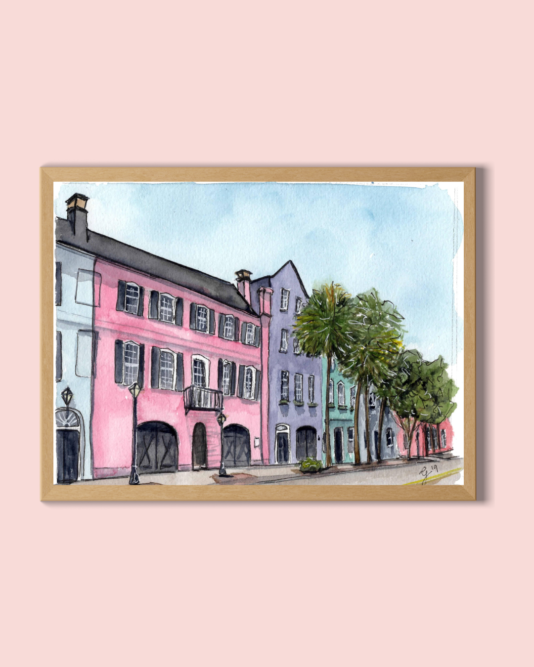 Rainbow Row Watercolor Art Print