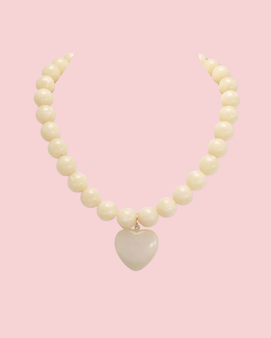 HEART CHARM BEADED NECKLACE