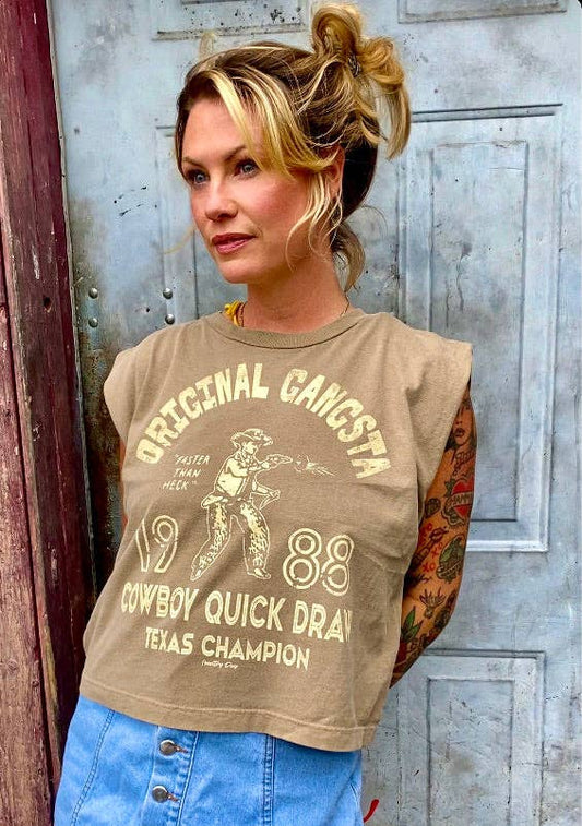 Original Gangsta Boxy Midriff Muscle top