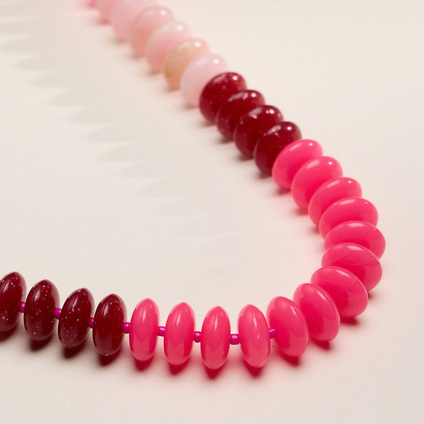 Ombre Resin Bead Necklace with Oval Disk Shapes