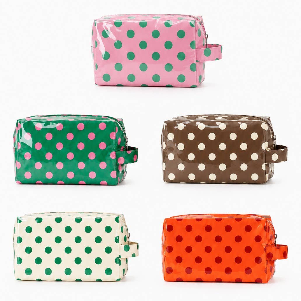 POLKA DOT WATERPROOF CLEAR COSMETIC MAKEUP POUCH BAG