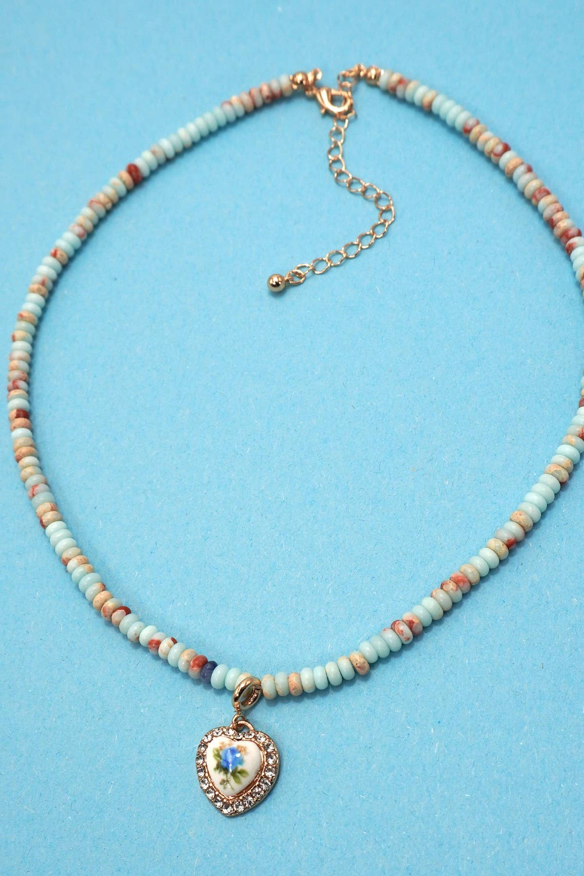NATURAL SEMI PRECIOUS STONE BEADED CHARM NECKLACE | 80N91561