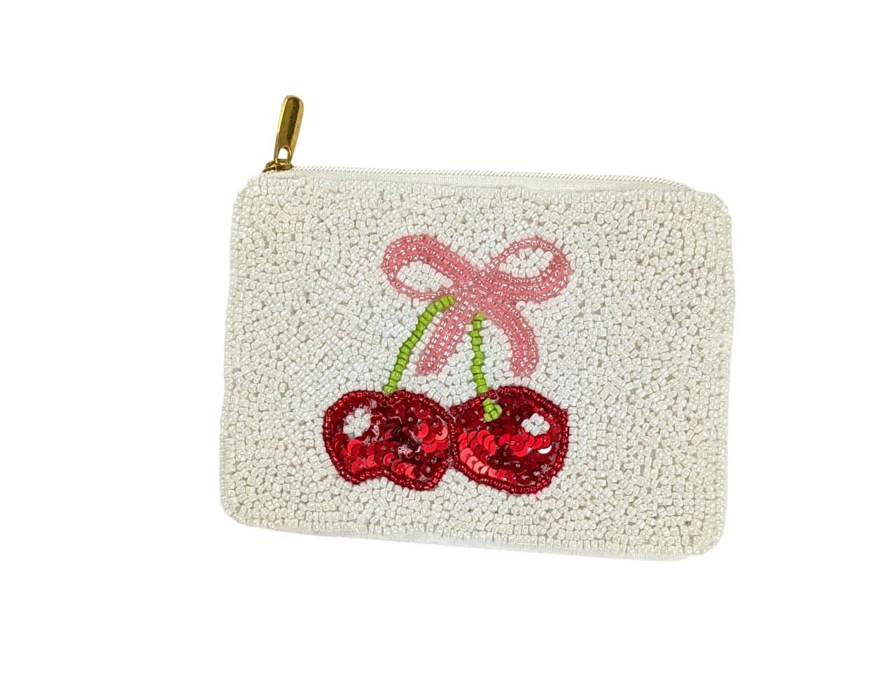 Cherries Beaded Coin Purse