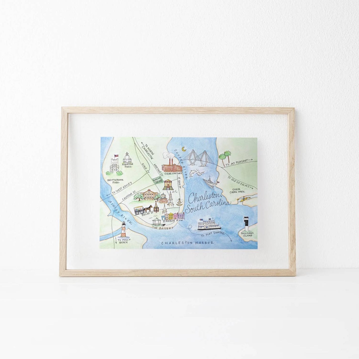Charleston, South Carolina Map Art Print