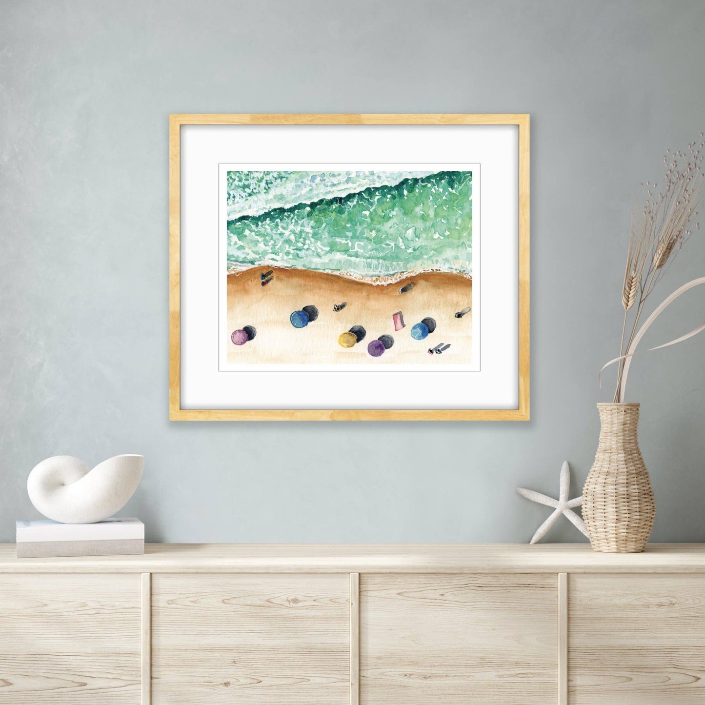 Beach Waves Watercolor Art Print