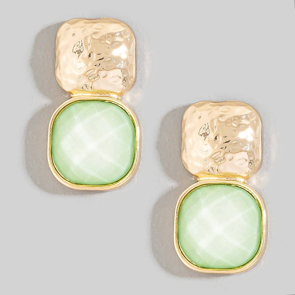 Faceted Square Resin Drop Earrings