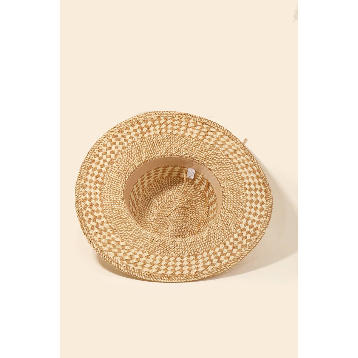 Checkered Straw Weave Sun Hat