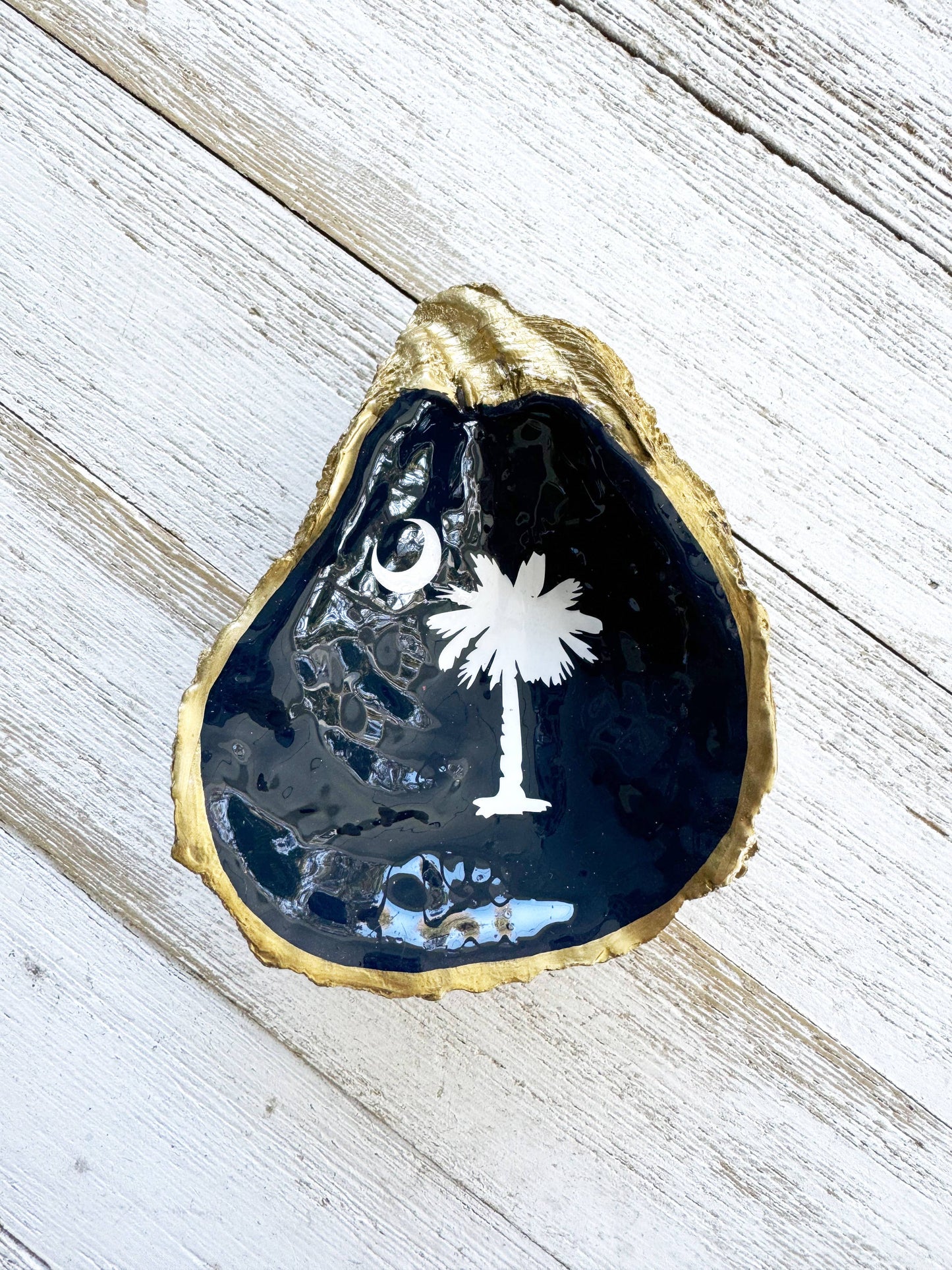 Palmetto & Crescent Moon Oyster Shell Ring Dish