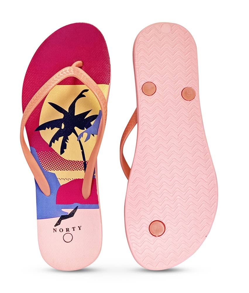 Norty Womens EVA Flip Flop Sandal Sunset Palm Prepack 22019B
