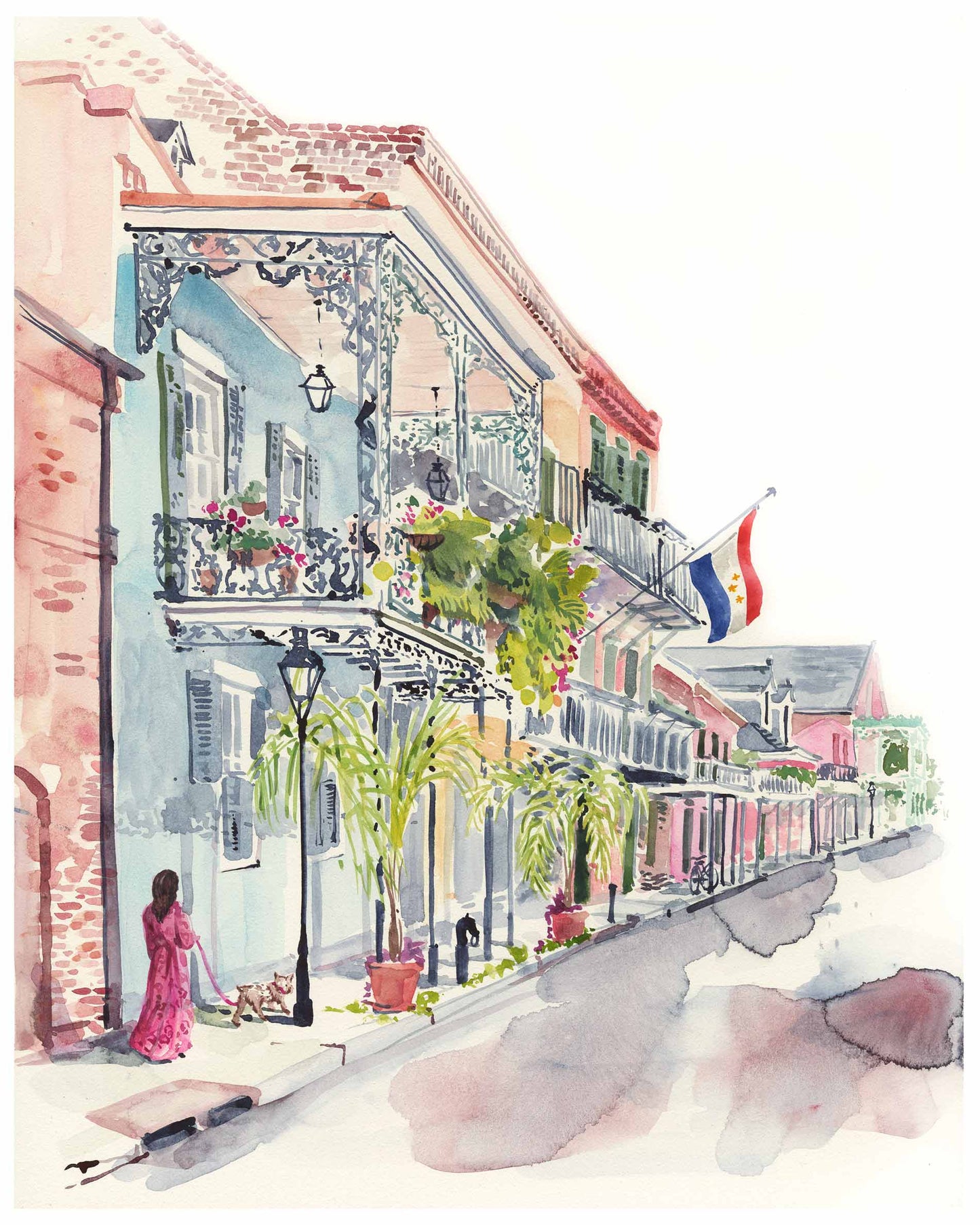 French Quarter Stroll Watercolor Fine Art Print