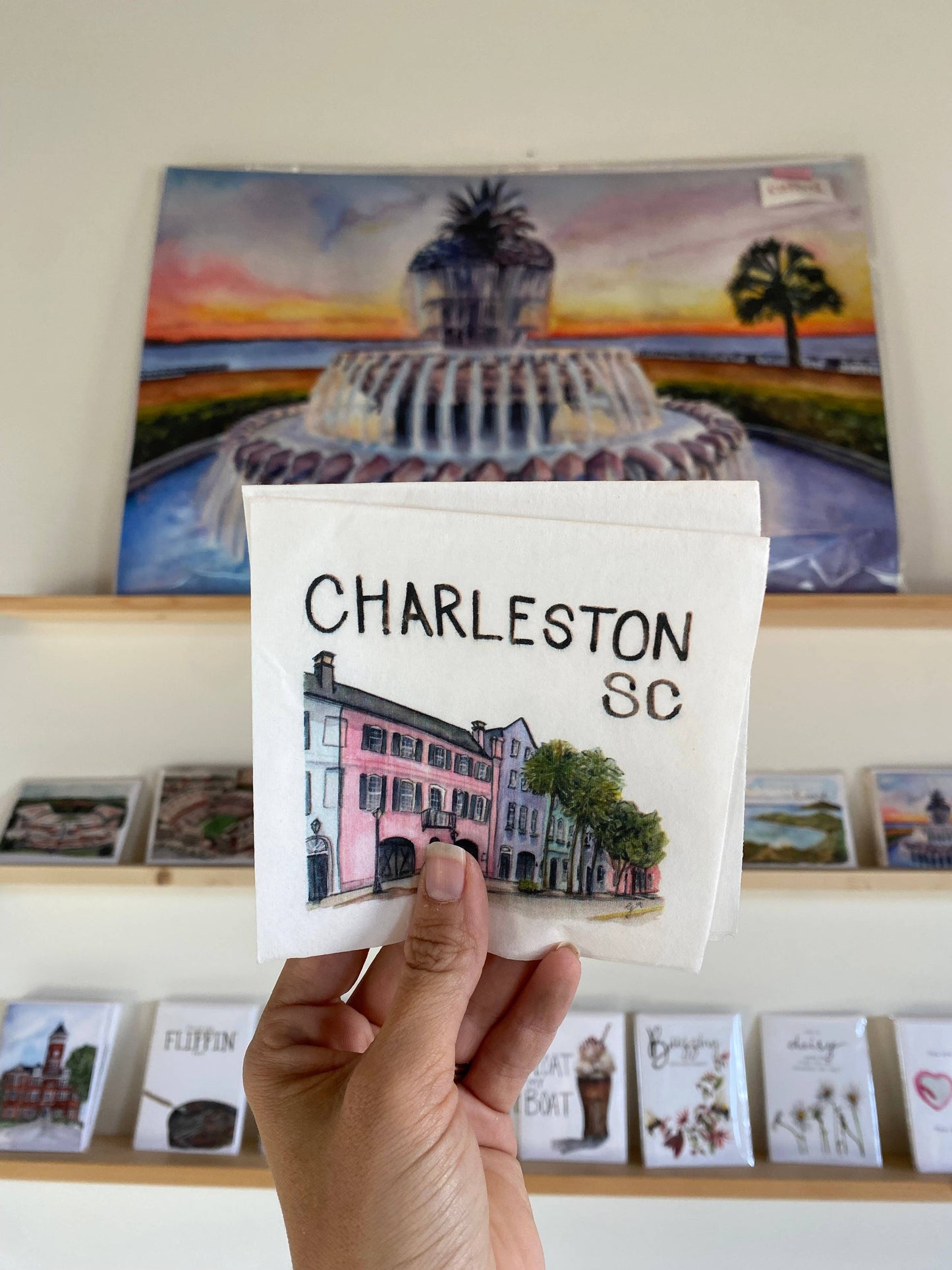Charleston SC Rainbow Row Cocktail Napkins