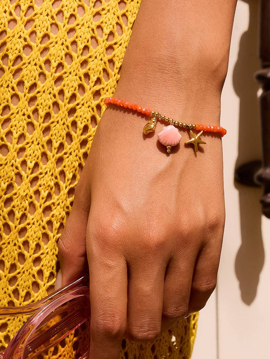 Fawn 18K Gold Non-Tarnish Shells and Star Beaded Bracelet