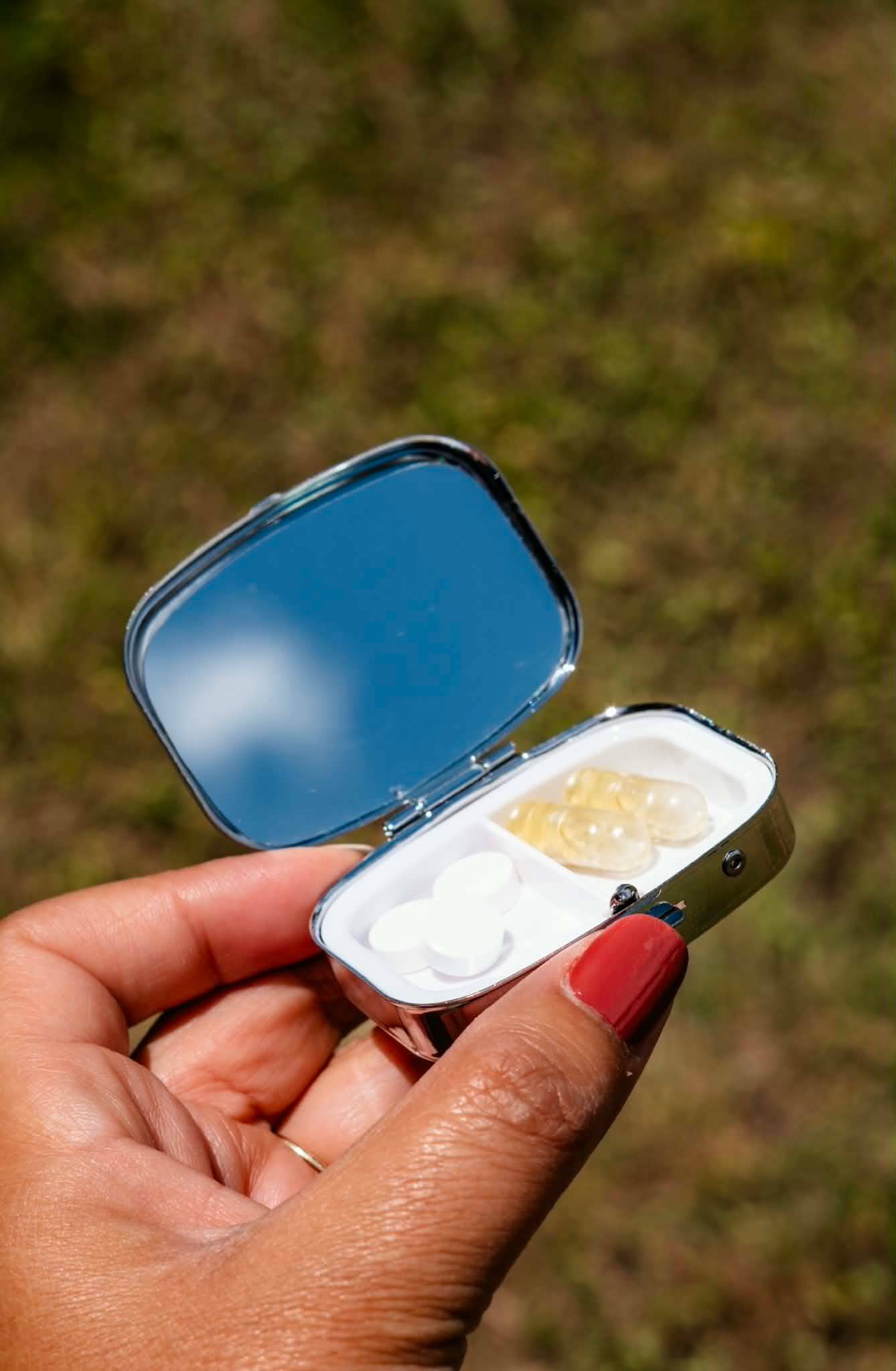 Funny Pill Box Compact Mirror Mental Health Gift Organizer