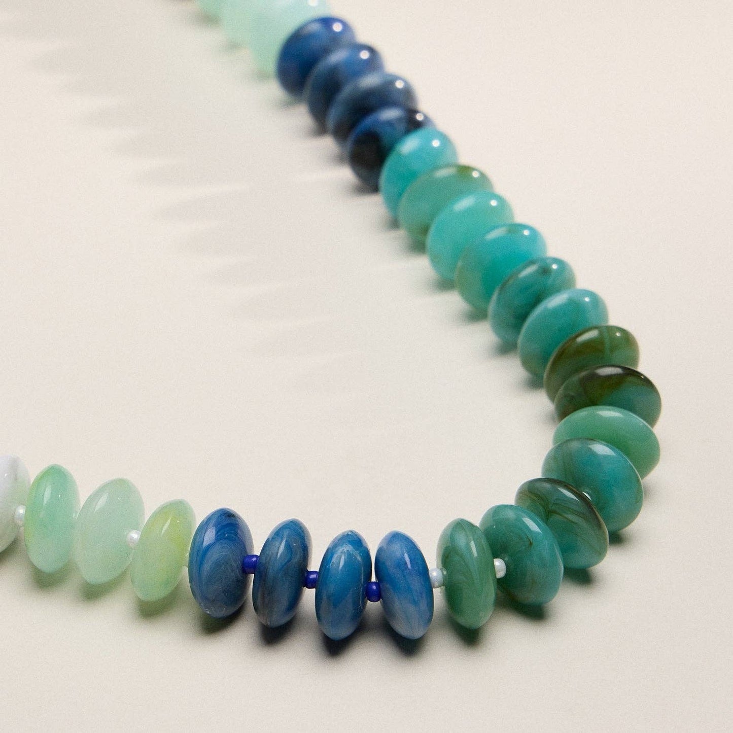 Ombre Resin Bead Necklace with Oval Disk Shapes