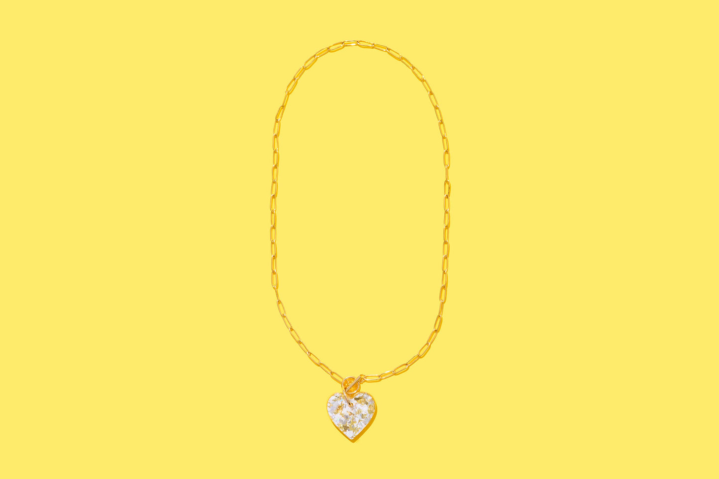 Paperclip Chain Necklace - Heart - Pearl Confetti