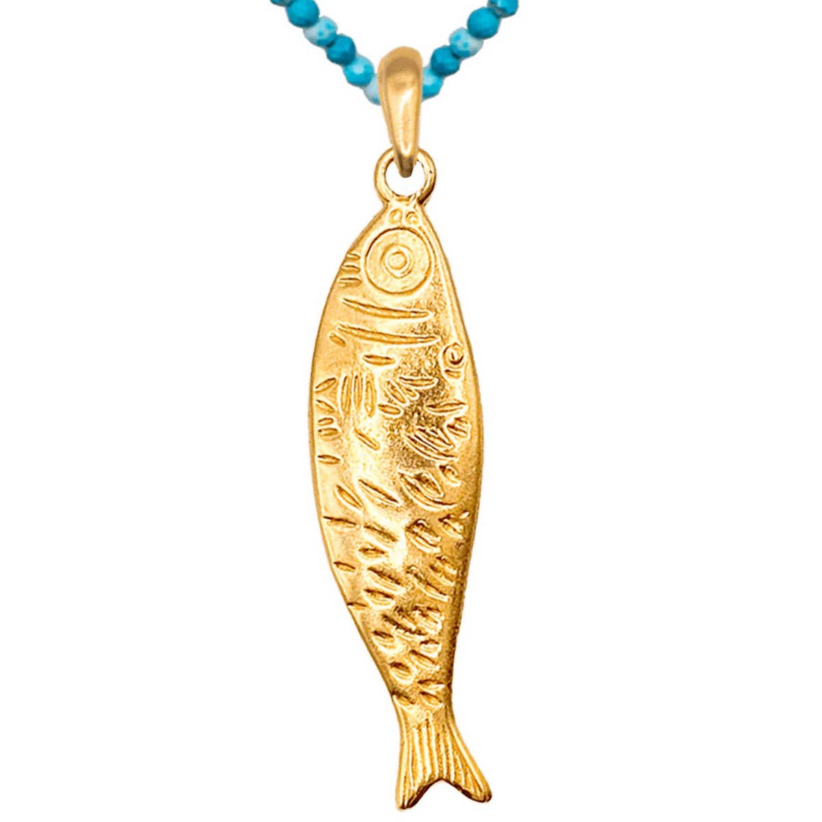 Gold Ocean Charms Necklace – Fish & Shell Beads_CWAJE4614