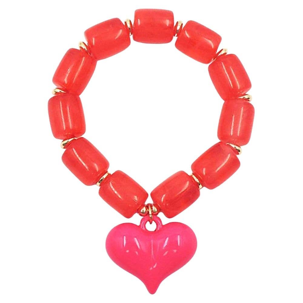 HEART CHARM RESIN STRETCH BRACELET