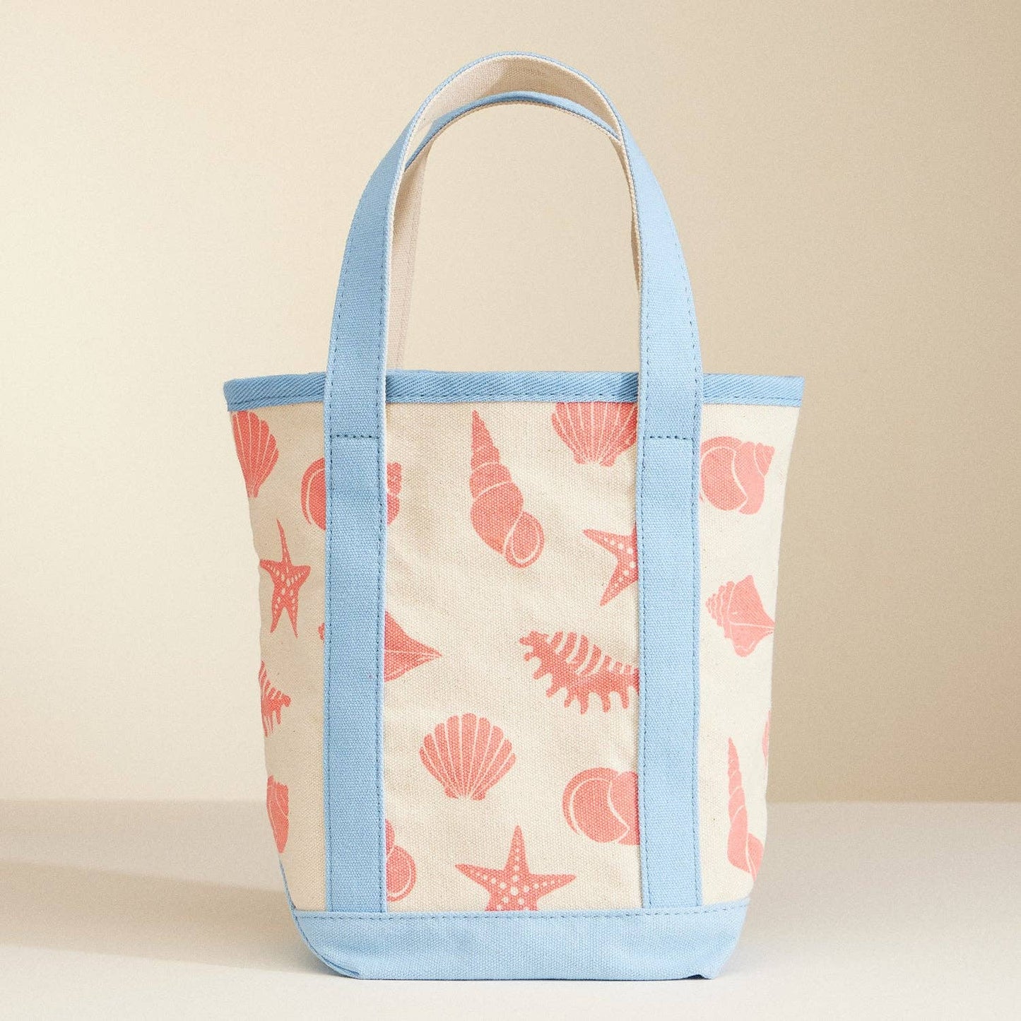 Canvas Tote Bag with Seashell Print