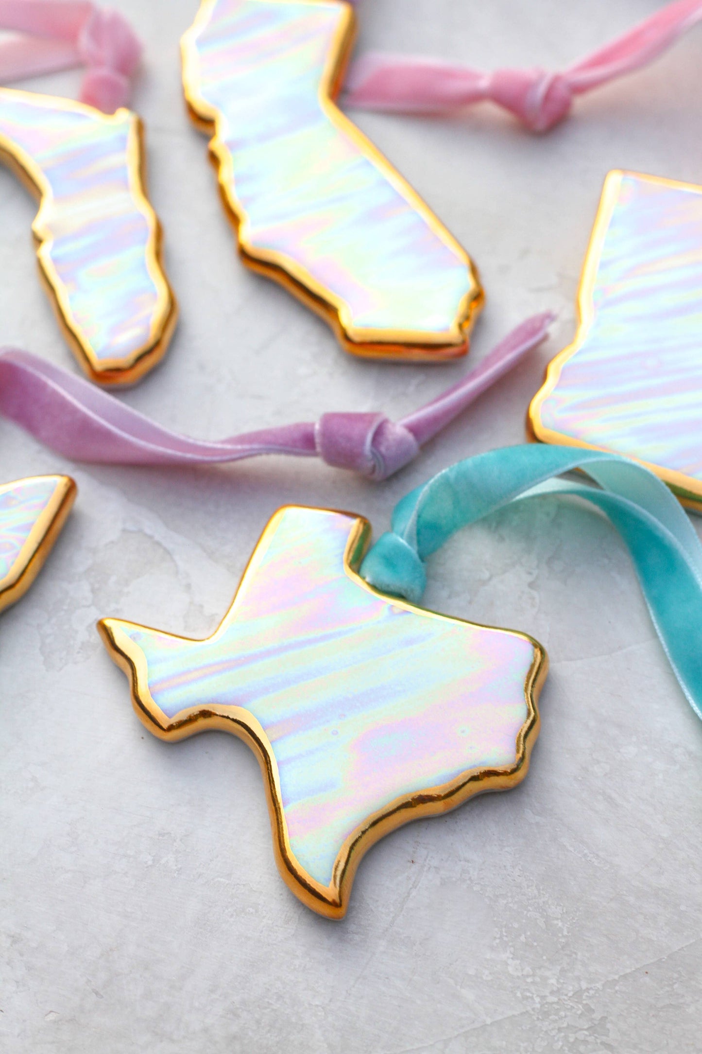 Handmade Porcelain State Ornaments- Iridescent