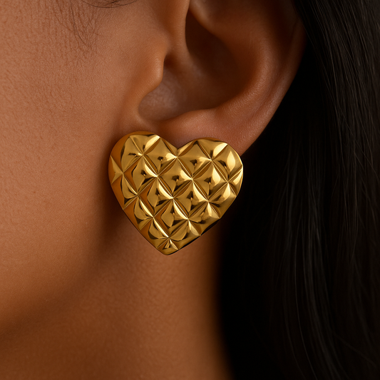 PROMO Heart Stud Earrings 18k Gold Waterproof PVD Gift