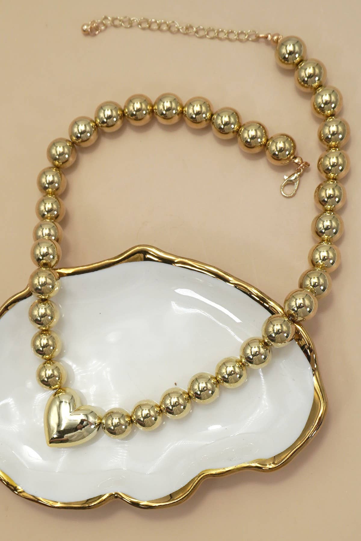 PUFFY HEART BALL CHAIN NECKLACE | 40NK9484