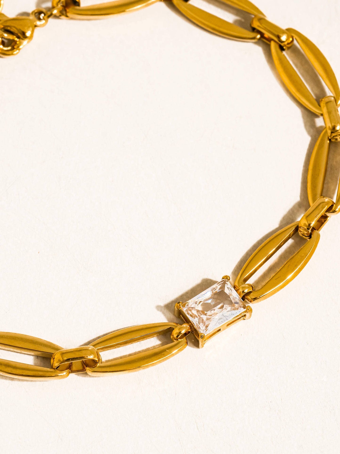 Melrose 18K Gold Non-Tarnish Link Chain CZ Bracelet