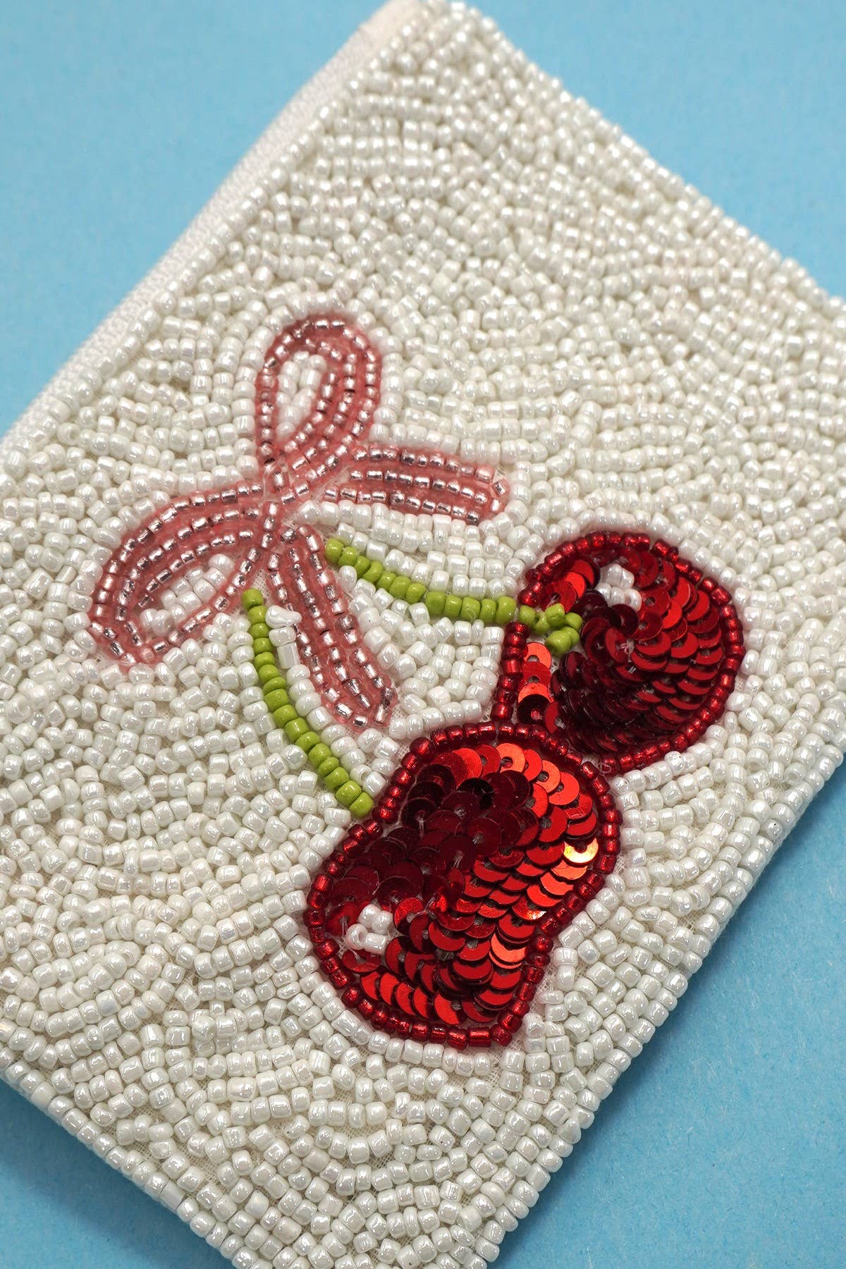 Cherry Beaded Coin Purse