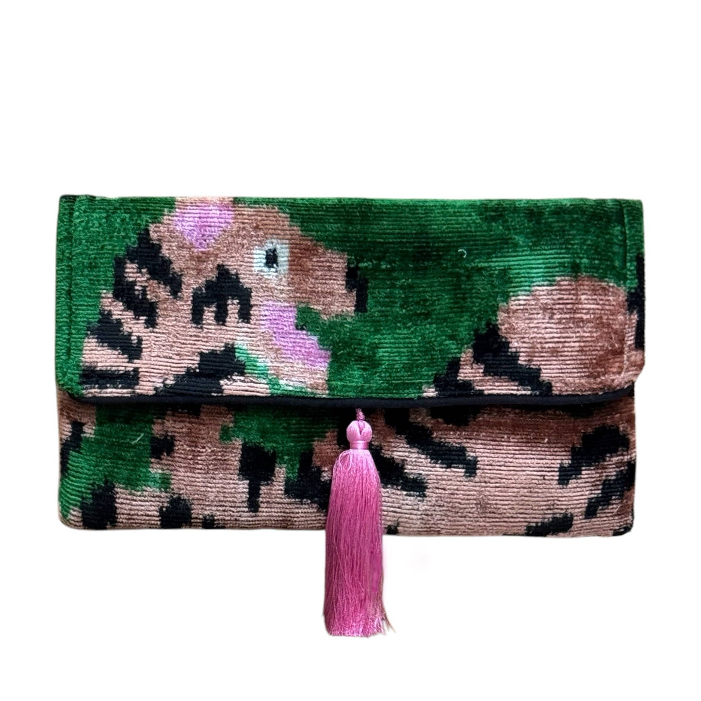 Tiger Silk Velvet Ikat Clutch