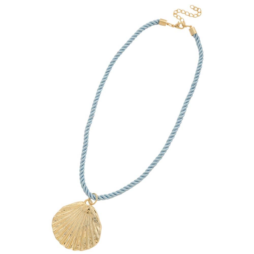 SODAJO SEASHELL PENDANT CORD GOLD DIPPED NECKLACE, HN 296