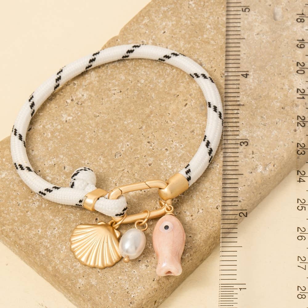 Sea Life Charms White Bungee Cord Bracelet
